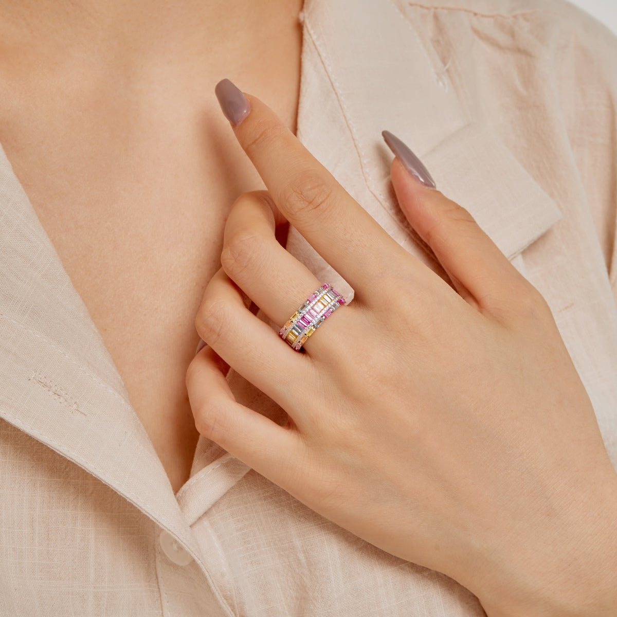 [Limara]Dazzling Colorful Radiant Cut Party Ring