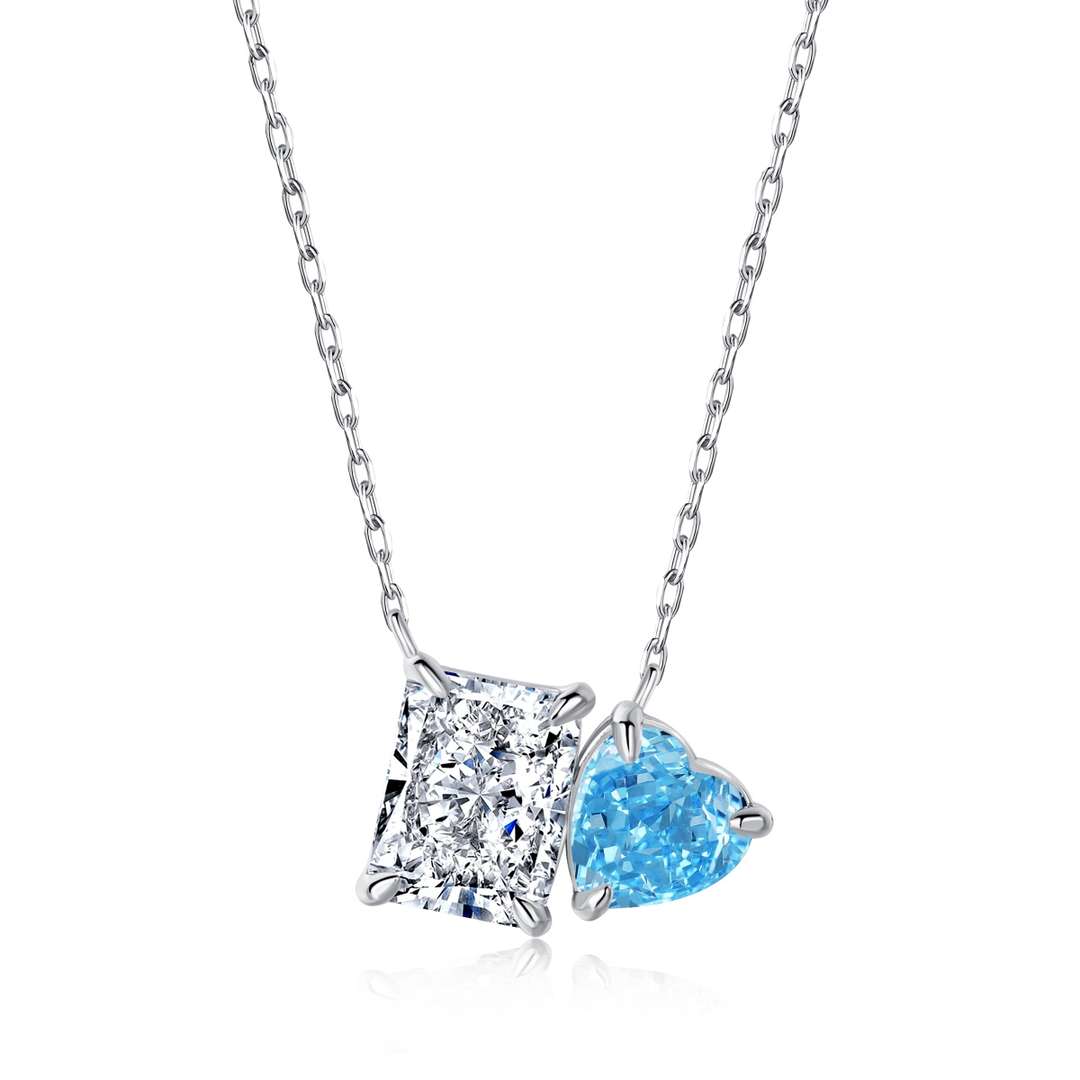 [Limara]Dazzling Square & Heart Shape Necklace