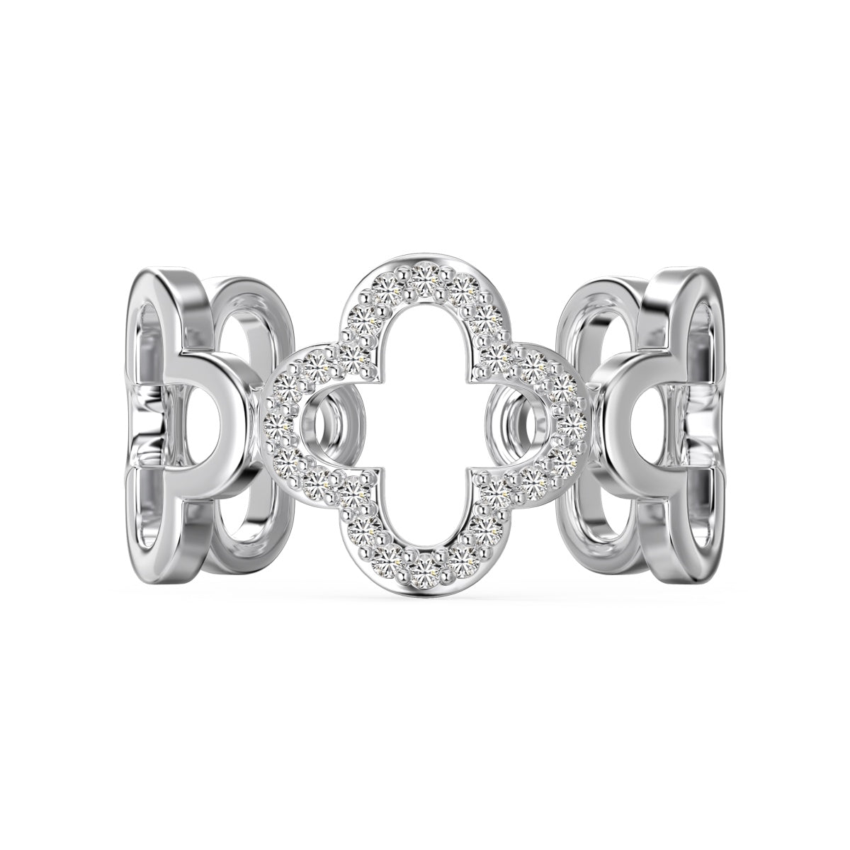 [Limara]Hollow Design Four-Leaf Clover Flower Shape Ring