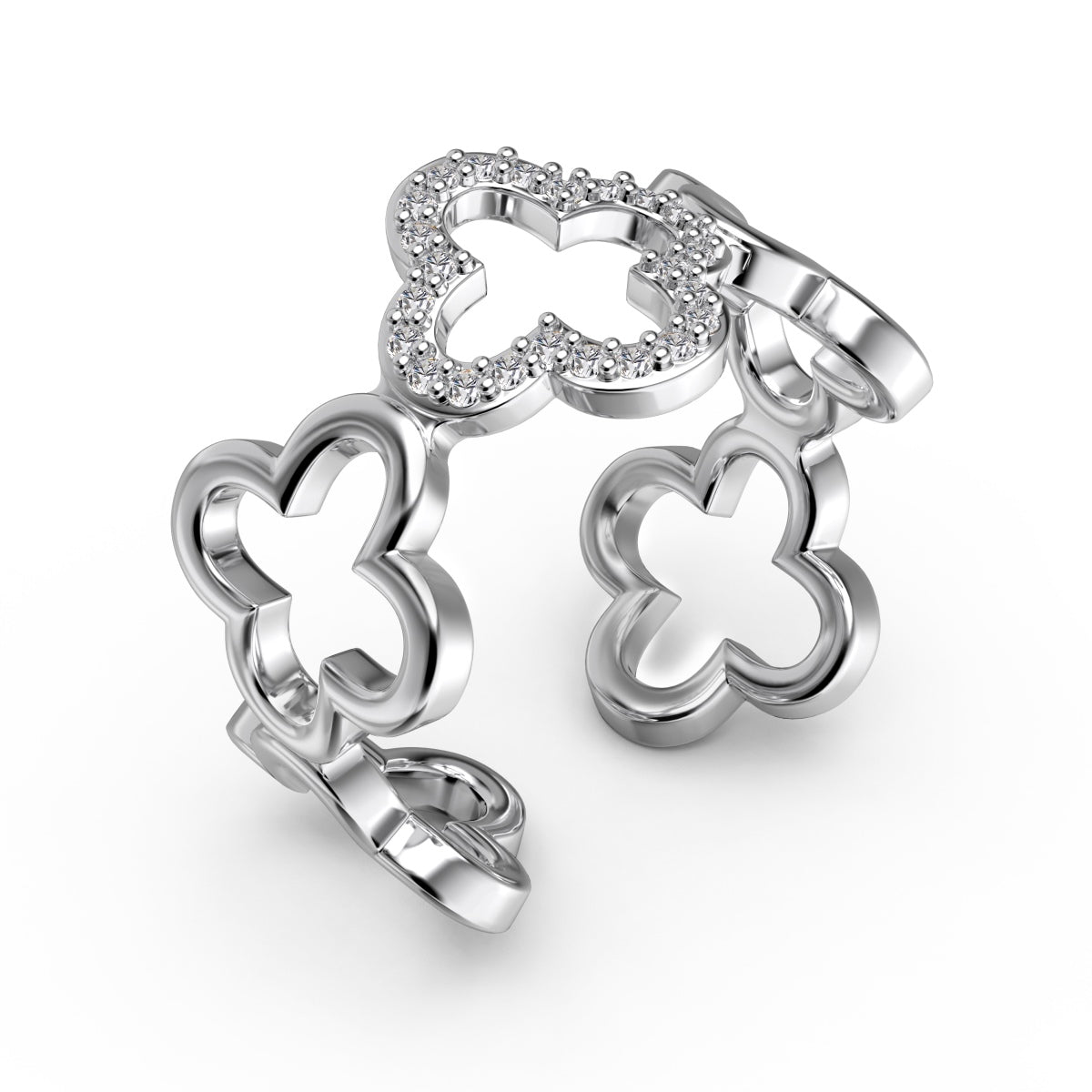 [Limara]Hollow Design Four-Leaf Clover Flower Shape Ring