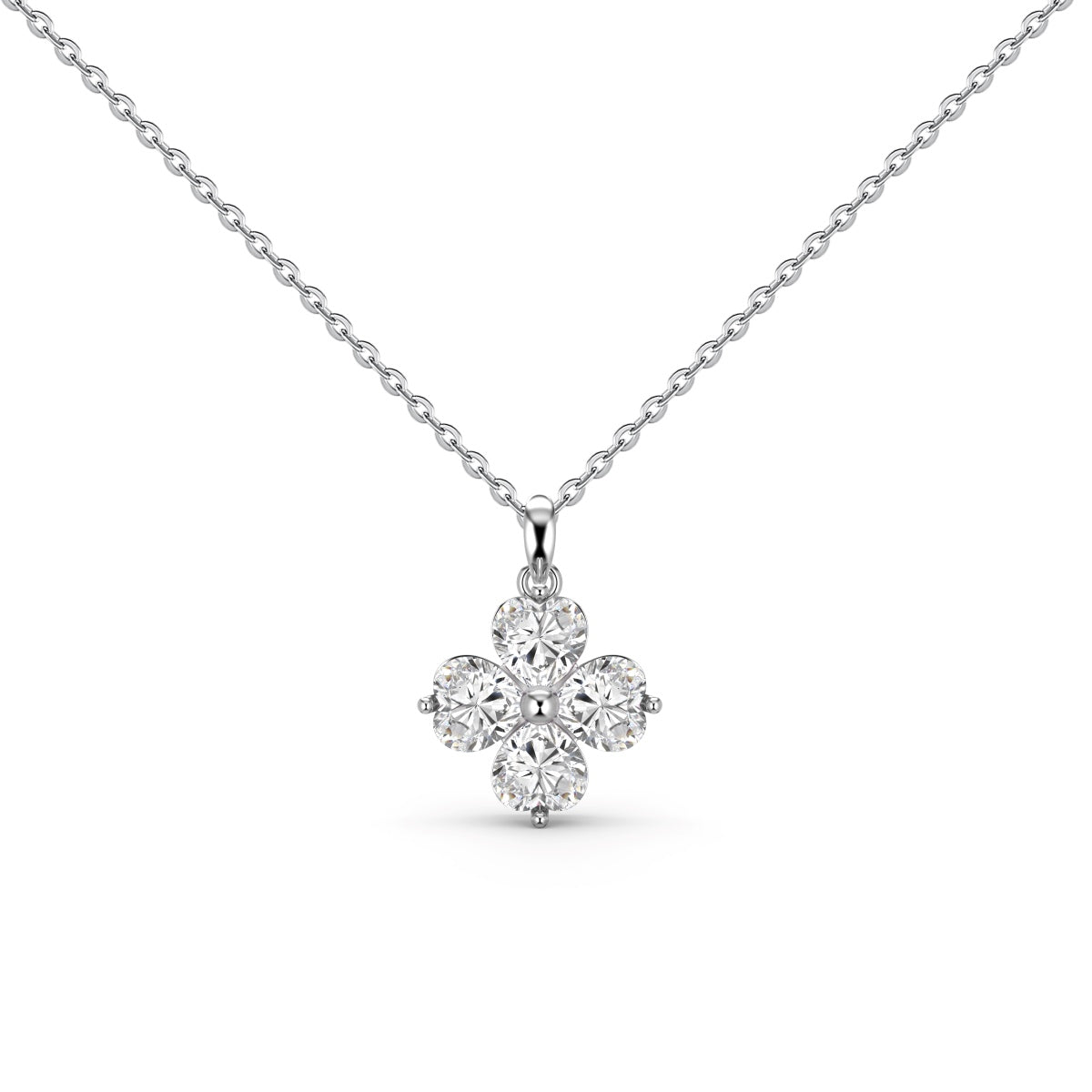 [Limara]Heart-Shaped Four-Leaf Clover Bead Necklace