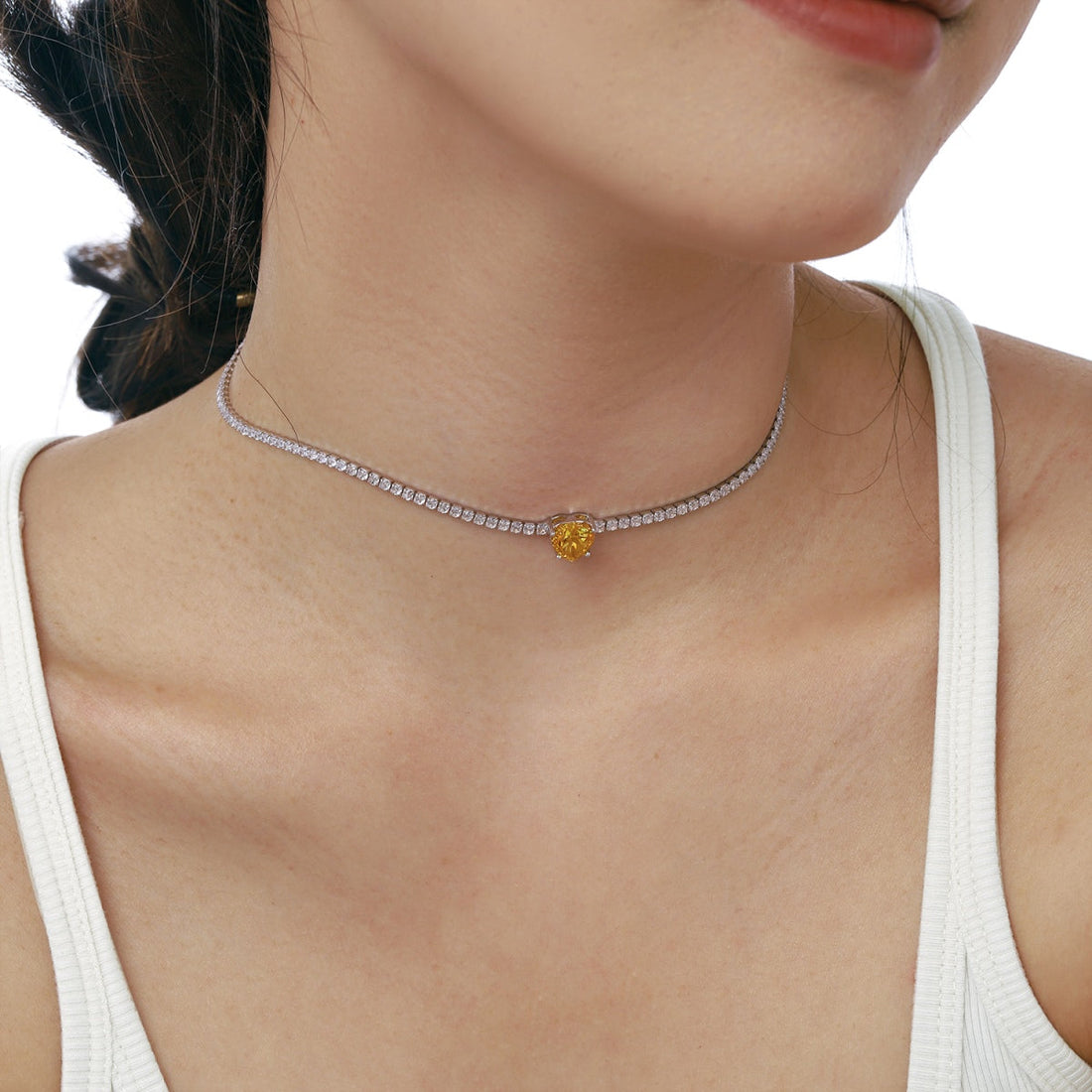 [Limara]2.0 Carat Sparkling Tennis Heart Cut Necklace