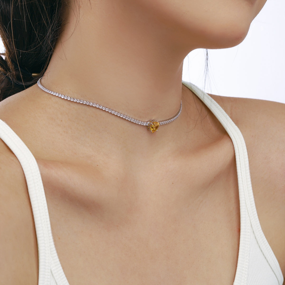 [Limara]2.0 Carat Sparkling Tennis Heart Cut Necklace
