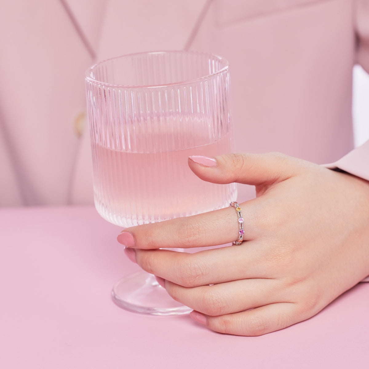 [Limara]Sparkling Colorful Round Cut Tennis Ring