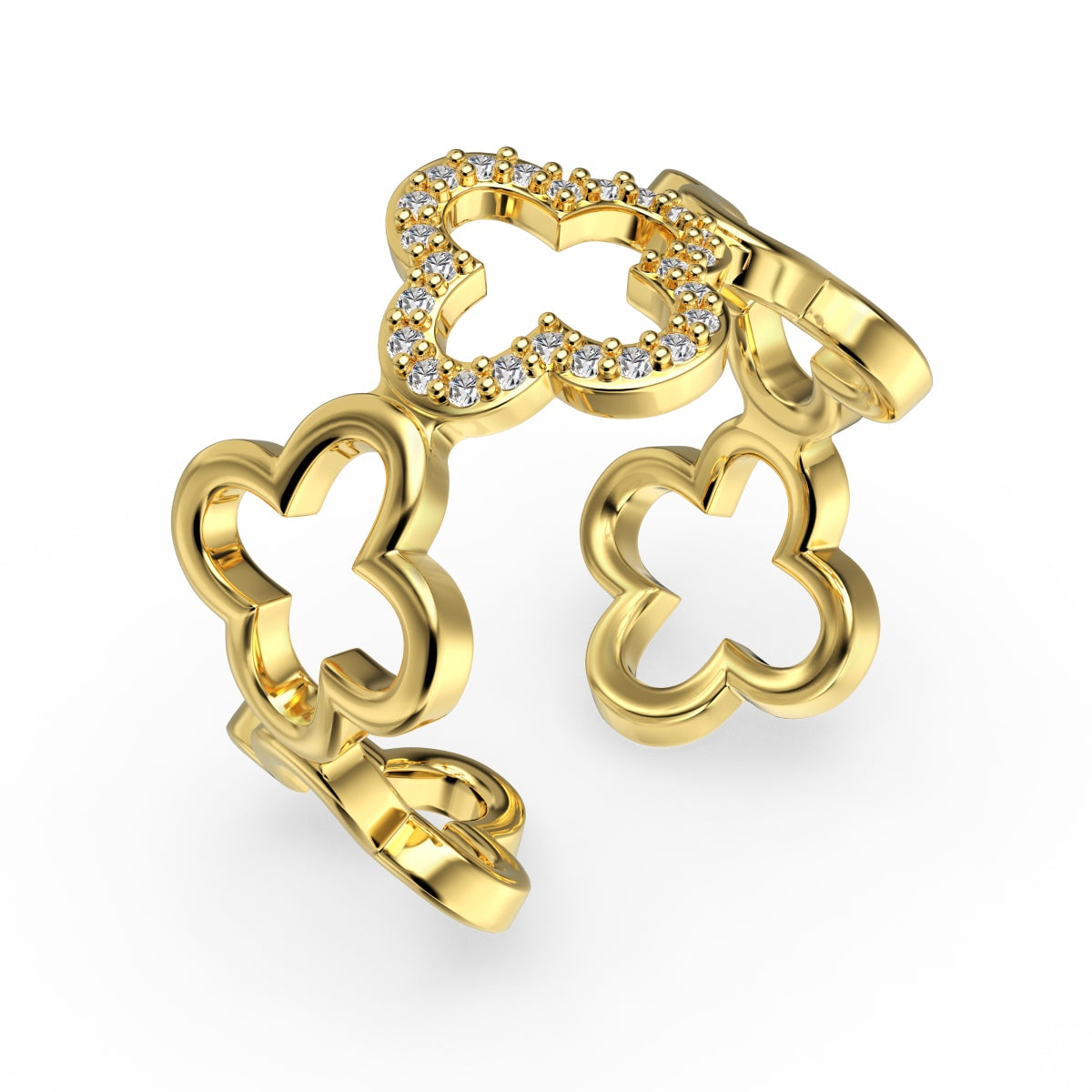 [Limara]Hollow Design Four-Leaf Clover Flower Shape Ring