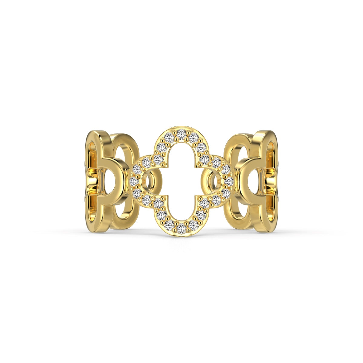 [Limara]Hollow Design Four-Leaf Clover Flower Shape Ring