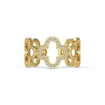 [Limara]Hollow Design Four-Leaf Clover Flower Shape Ring