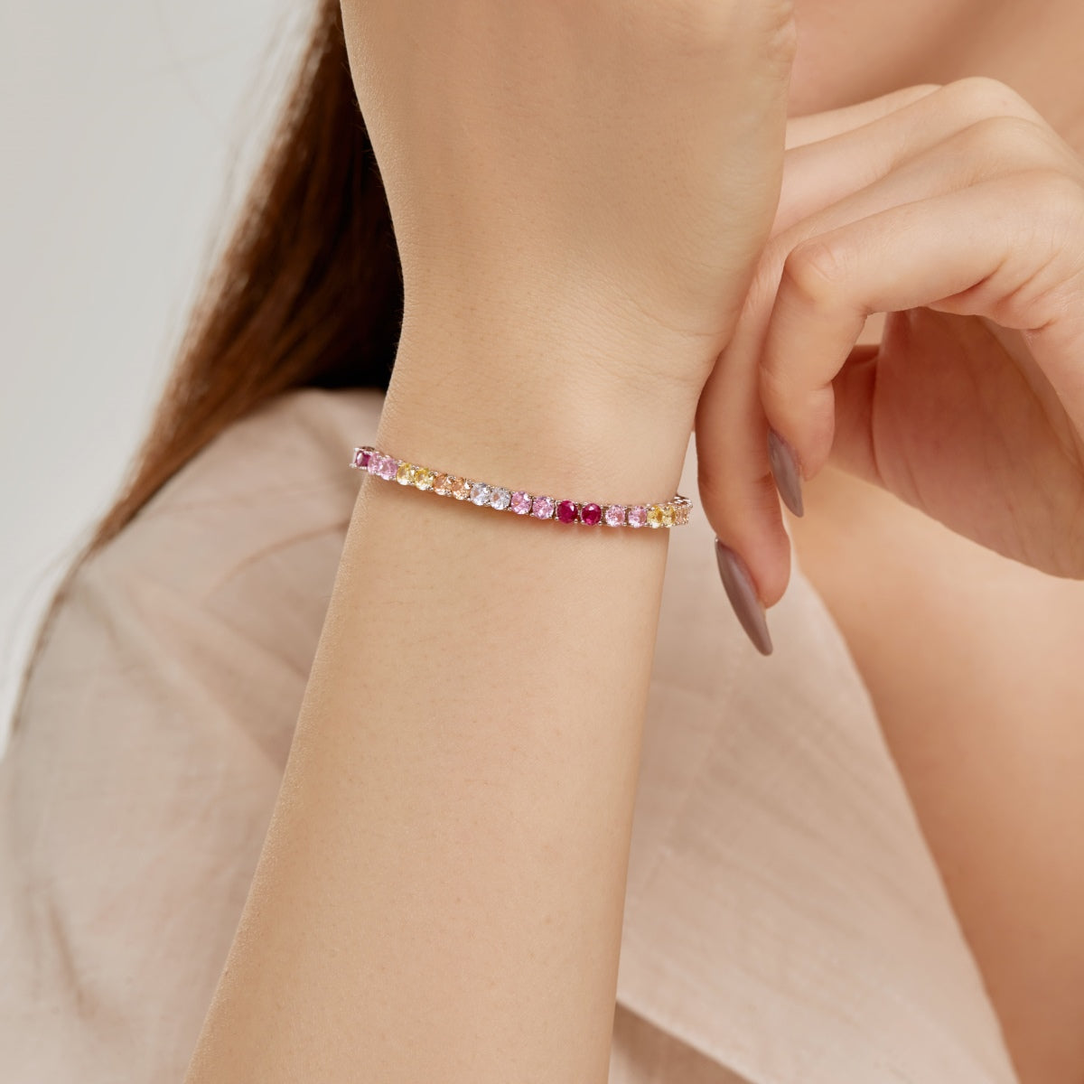 [Limara]Radiant Colorful Round Cut Tennis Bracelet