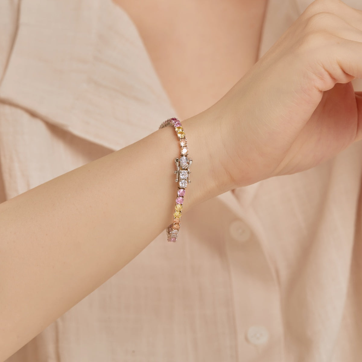 [Limara]Radiant Colorful Round Cut Tennis Bracelet