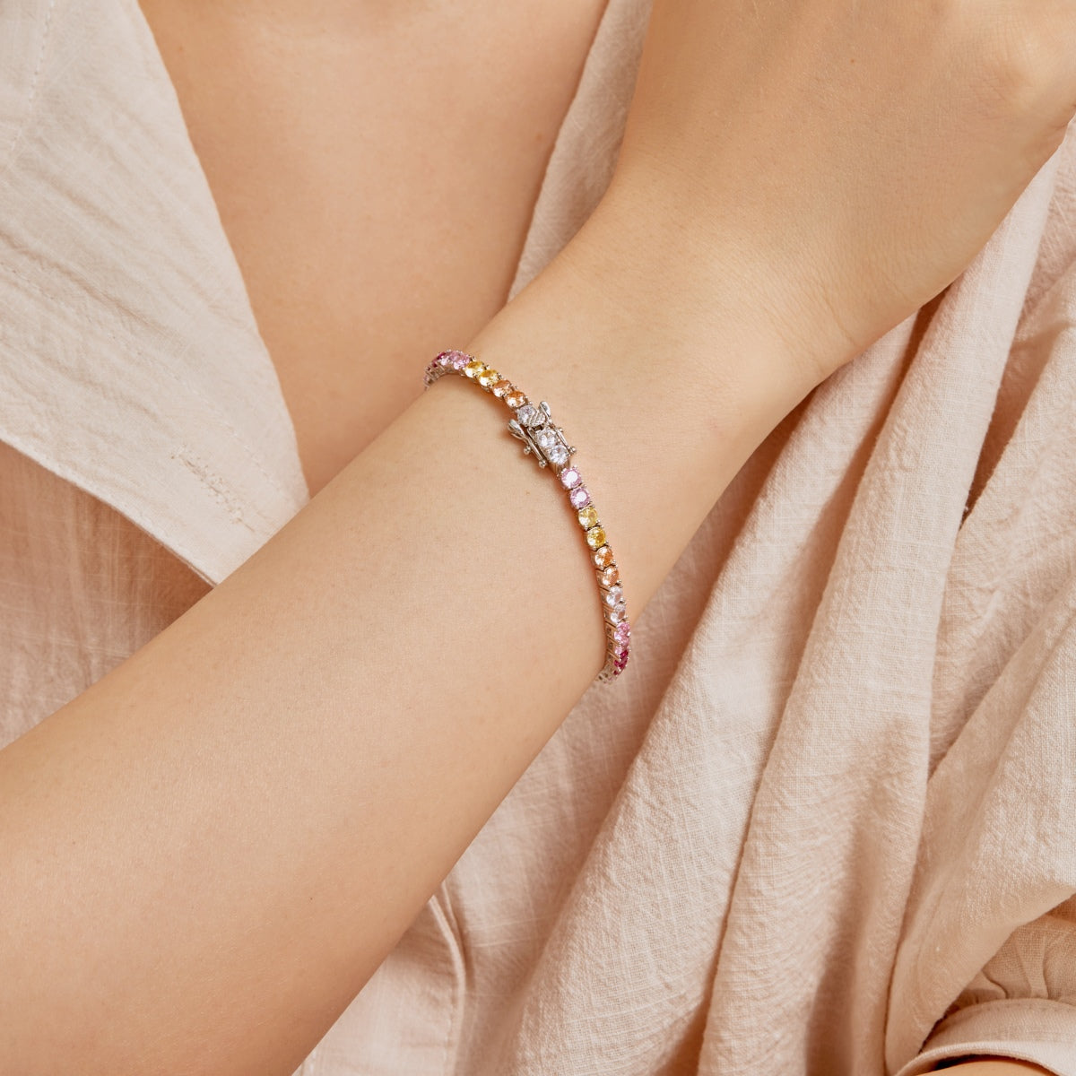 [Limara]Radiant Colorful Round Cut Tennis Bracelet