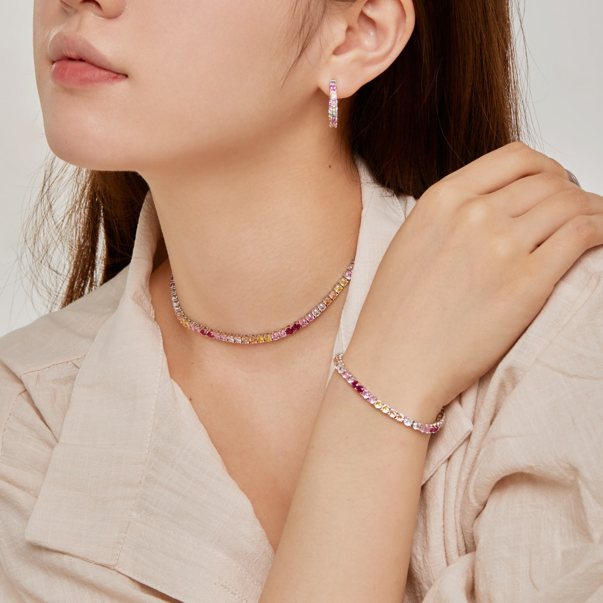 [Limara]Radiant Colorful Round Cut Tennis Bracelet