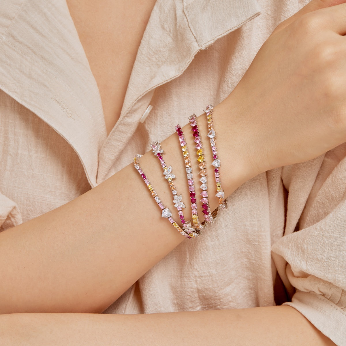 [Limara]Radiant Colorful Round Cut Tennis Bracelet
