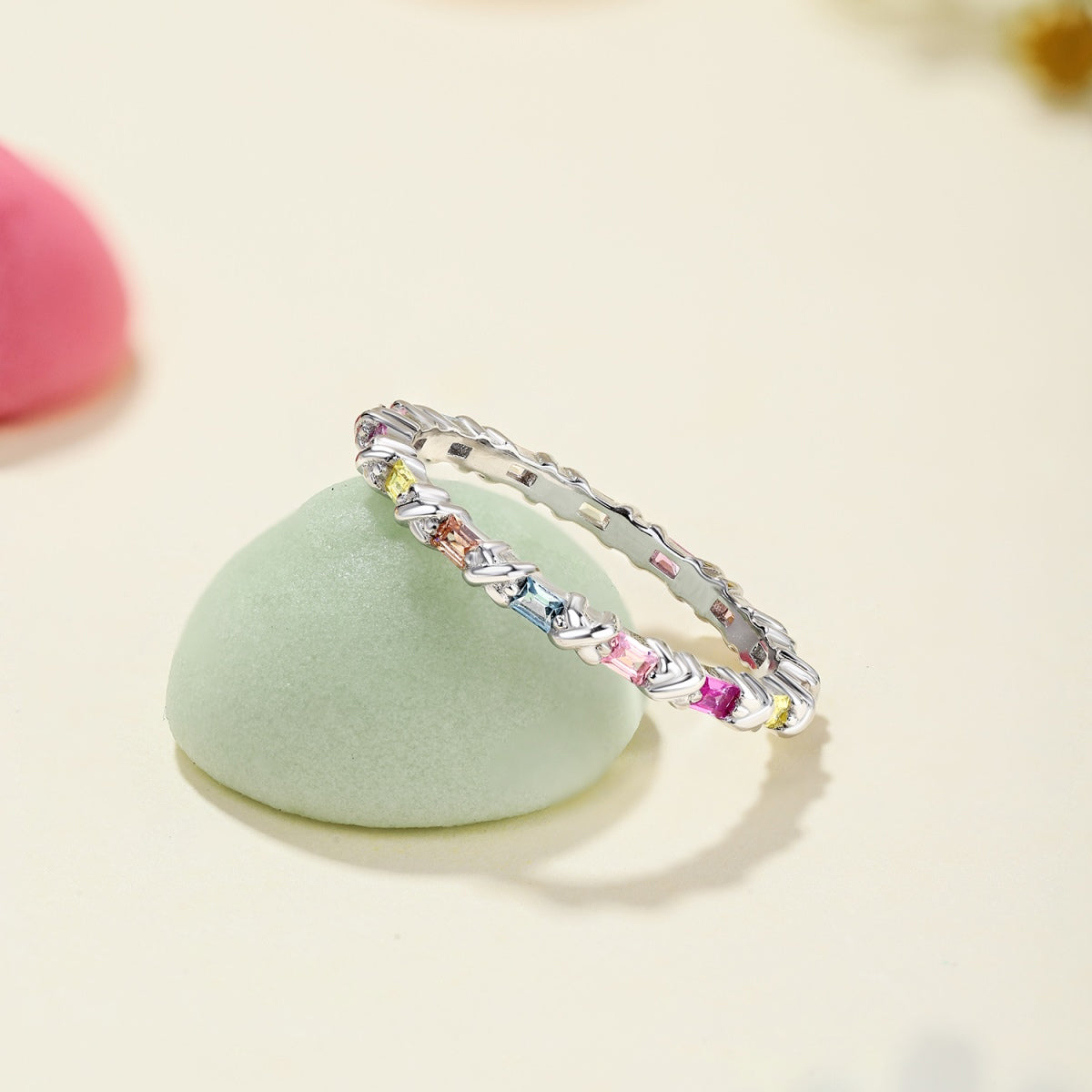 [Limara]Charming Colorful Round Cut Daily Ring