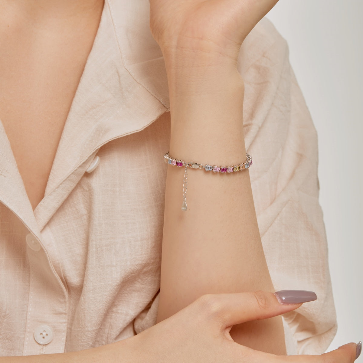 [Limara]Delicate Colorful Emerald Cut Party Bracelet