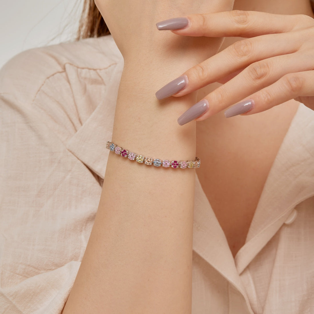 [Limara]Delicate Colorful Emerald Cut Daily Bracelet