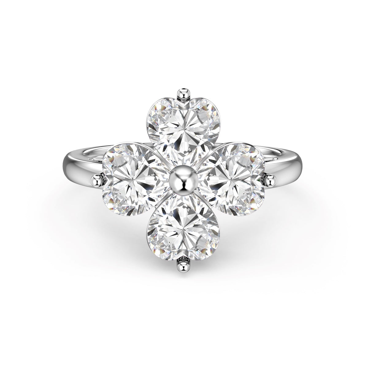 [Limara]Heart-shaped Four-Leaf Clover Ball Ring