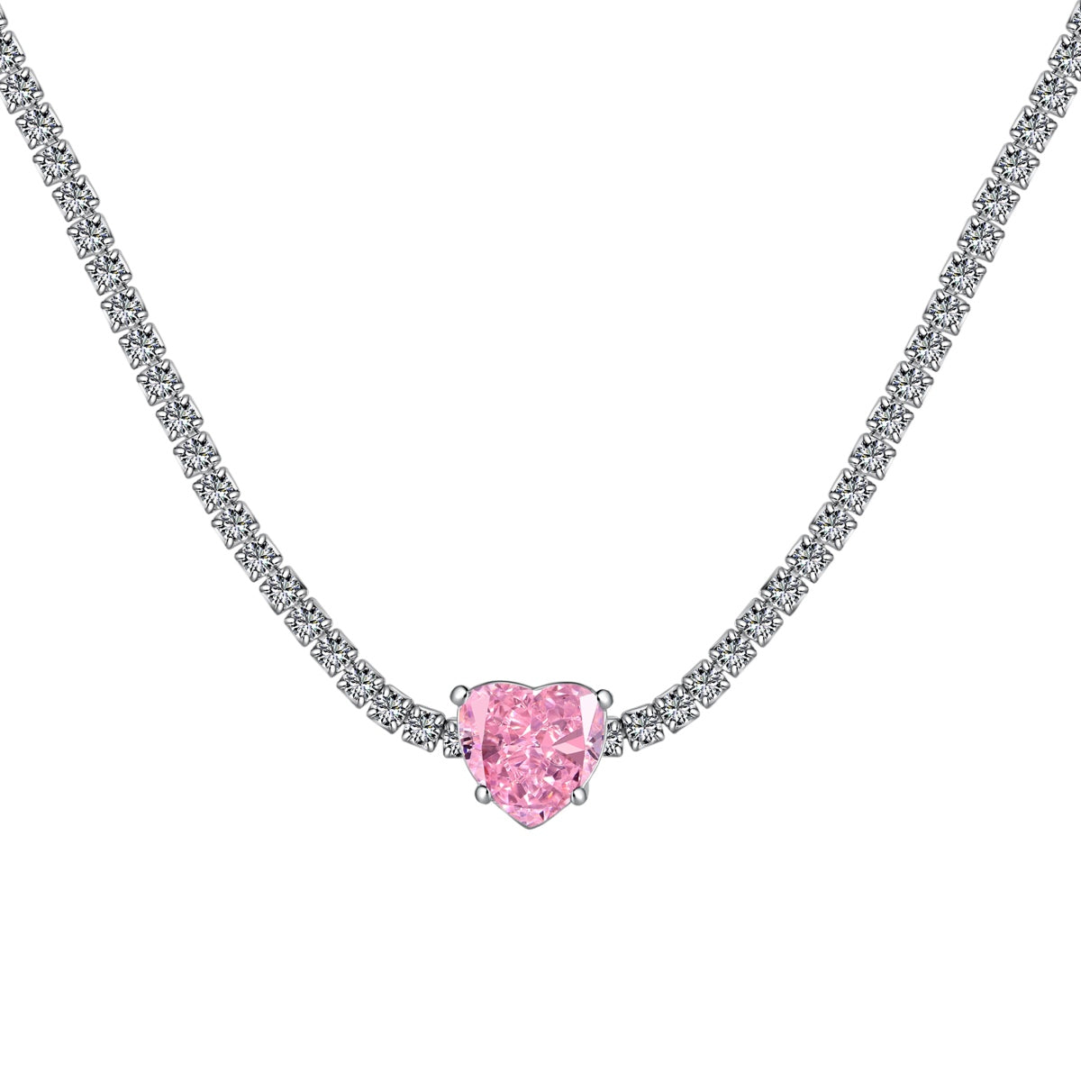 [Limara]2.0 Carat Sparkling Tennis Heart Cut Necklace