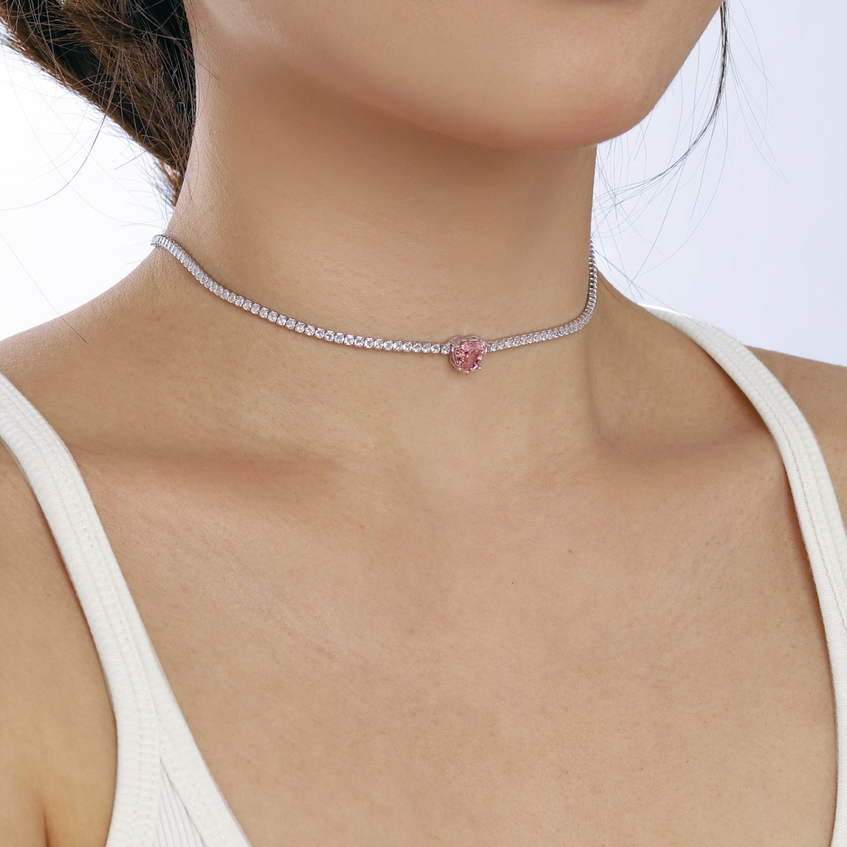 [Limara]2.0 Carat Sparkling Tennis Heart Cut Necklace