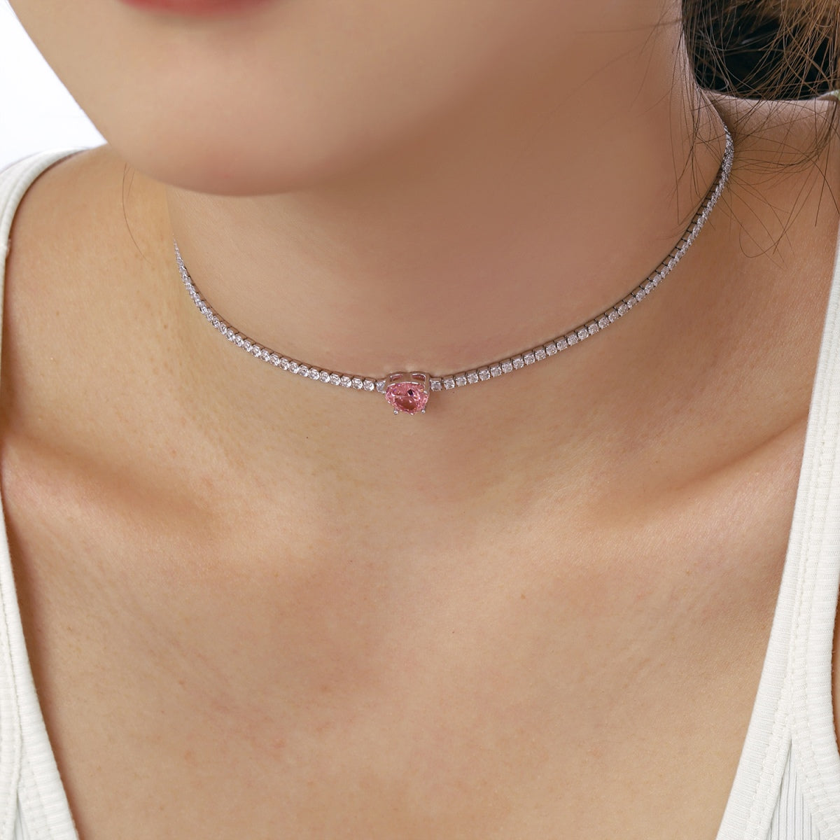 [Limara]2.0 Carat Sparkling Tennis Heart Cut Necklace
