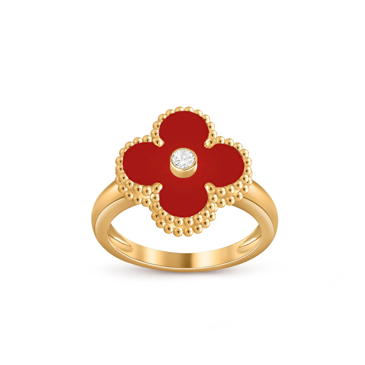 [Limara]LUCKY CLOVER DIAMOND-ACCENT GOLD RING COLLECTION