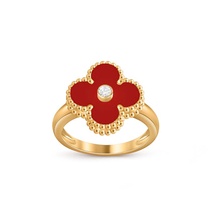 [Limara]LUCKY CLOVER DIAMOND-ACCENT GOLD RING COLLECTION