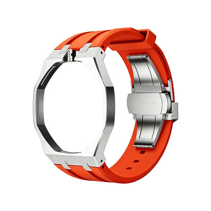 [Limara]OAK POP ORANGE-RED STEEL SILICONE STRAP