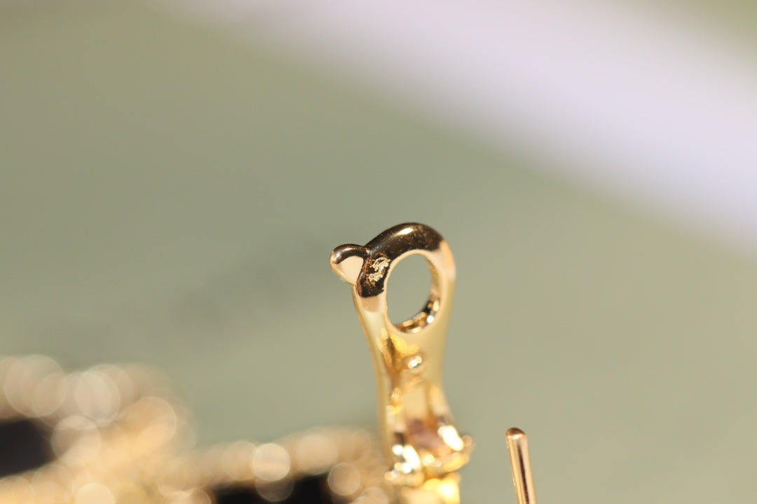 [Limara]CLOVER EARRINGS GOLD ONYX MOP 3 MOTIF