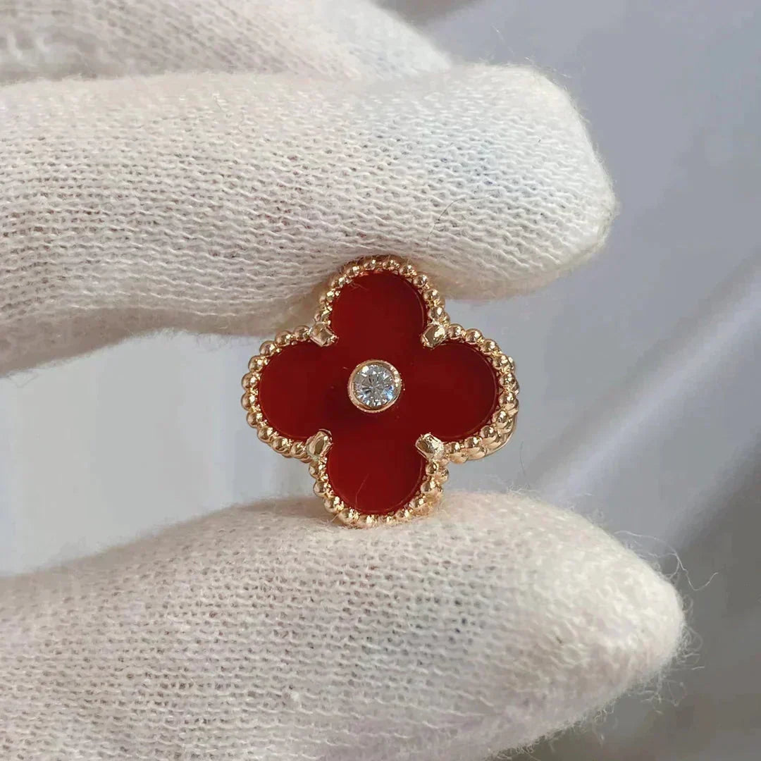 [Limara]CLOVER MEDIUM 1 MOTIFS CARNELIAN  DIAMOND earrings