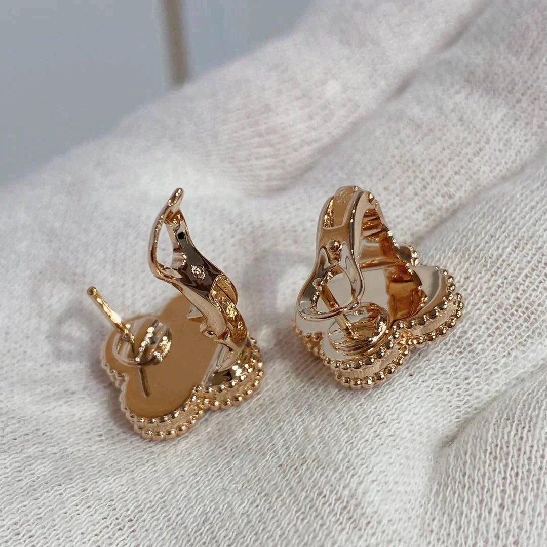 [Limara]CLOVER MEDIUM 1 MOTIFS CARNELIAN  DIAMOND earrings
