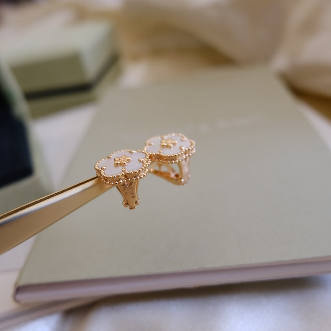 [Limara]LUCKY PINK GOLD WHITE MOP EARRINGS