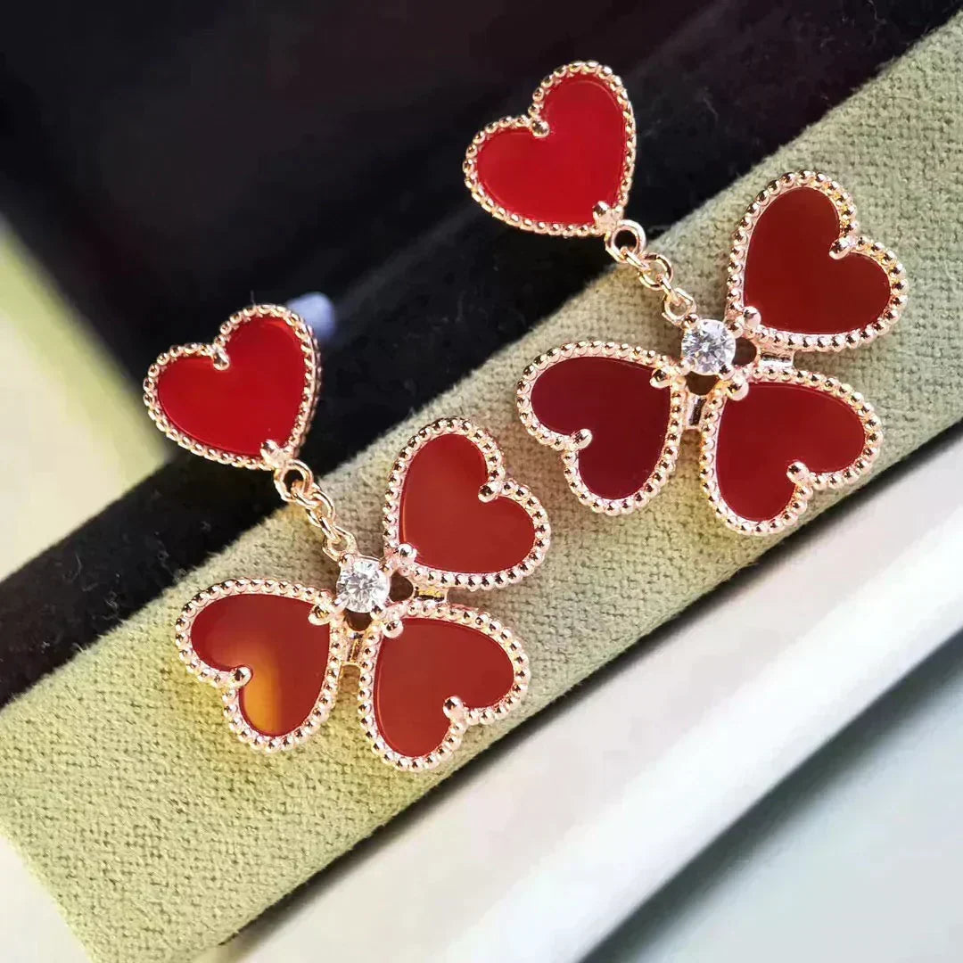 [Limara]SWEET CLOVER CARNELIAN EARRINGS