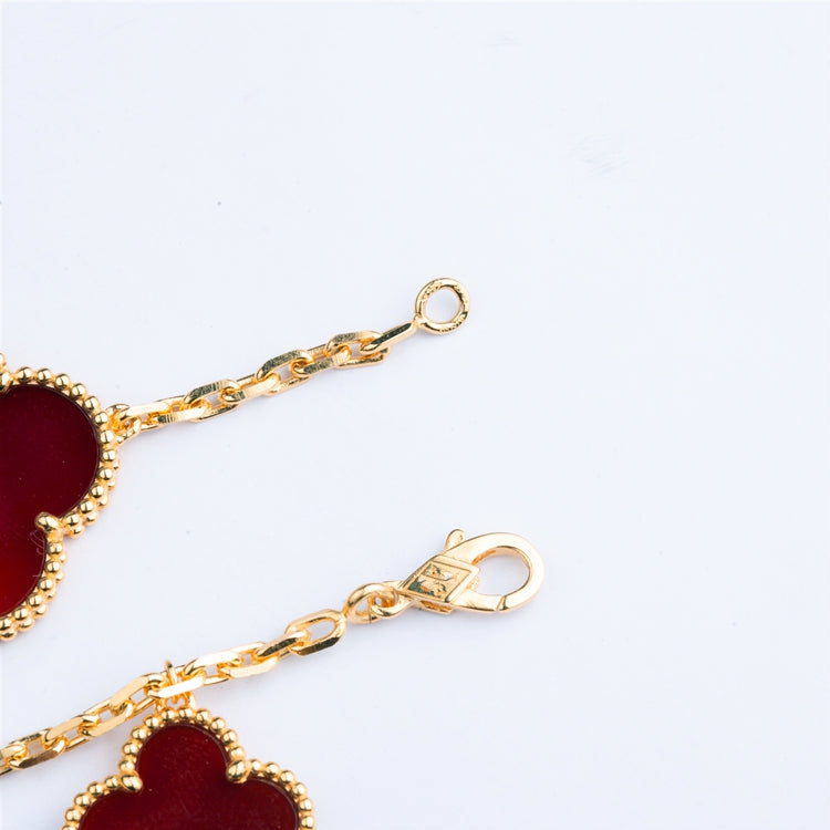 [Limara]CLOVER BRACELET 5 MOTIFS CARNELIAN TIGER EYE