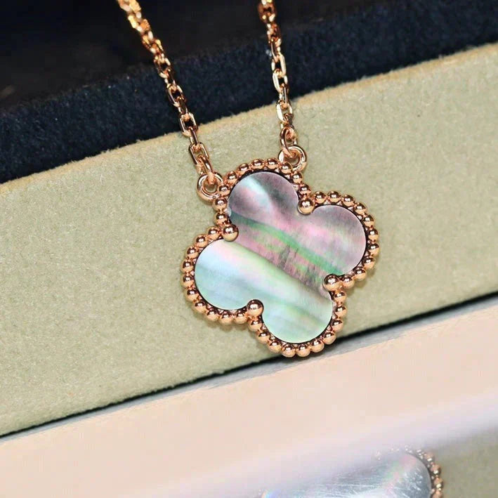 [Limara]CLOVER 15MM  GRAY MOTHER OF PEARL NECKLACE