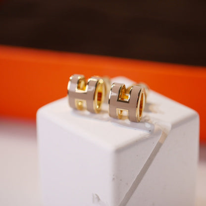 [Limara]MINI POP H GOLD EARRINGS GREY