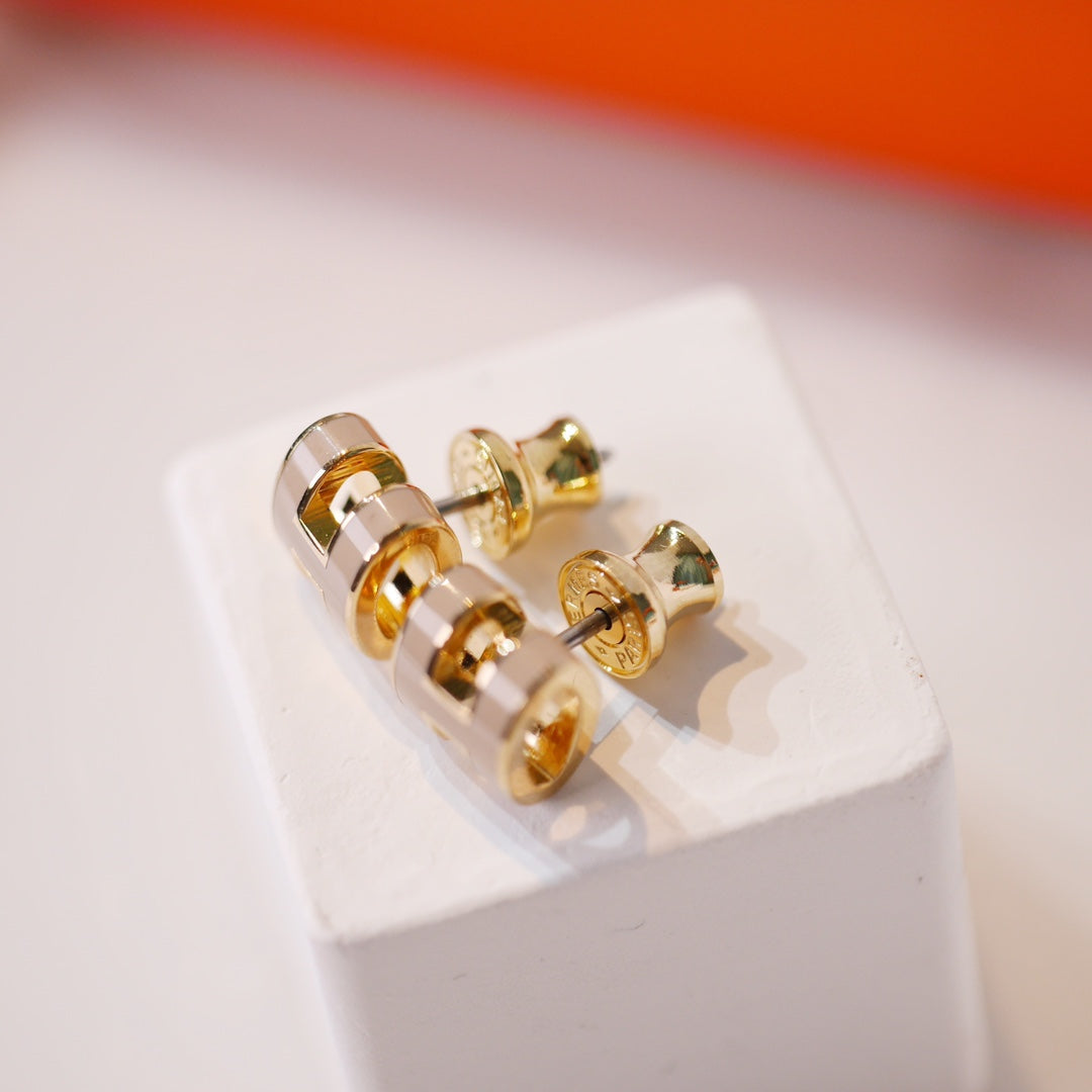 [Limara]MINI POP H GOLD EARRINGS GREY