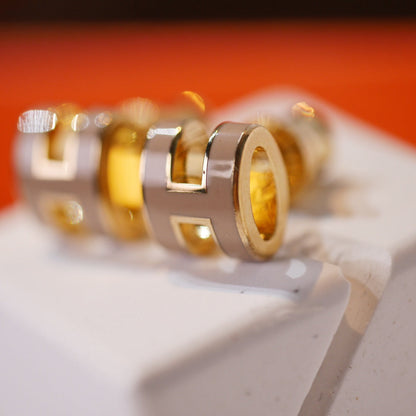 [Limara]MINI POP H GOLD EARRINGS GREY