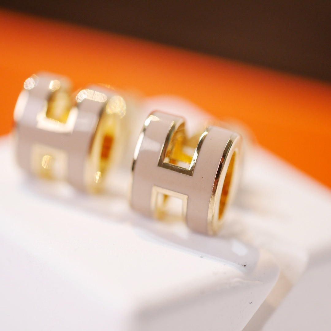 [Limara]MINI POP H GOLD EARRINGS GREY