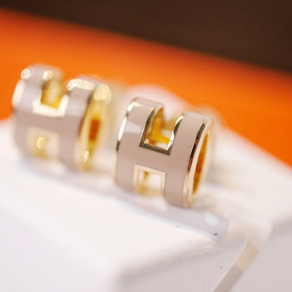 [Limara]MINI POP H GOLD EARRINGS GREY