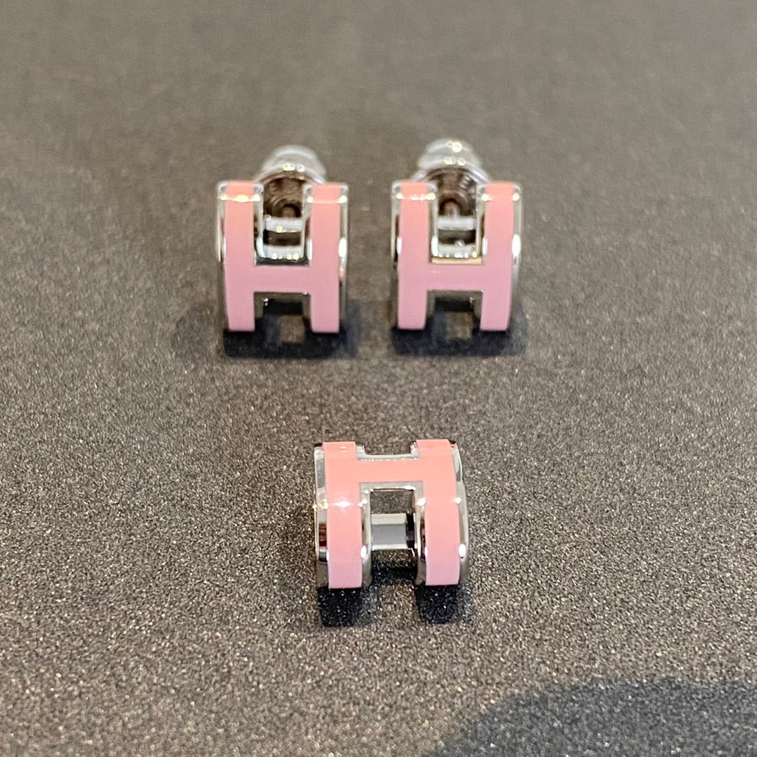 [Limara]MINI POP H SILVER EARRINGS PINK
