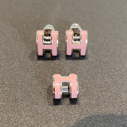 [Limara]MINI POP H SILVER EARRINGS PINK
