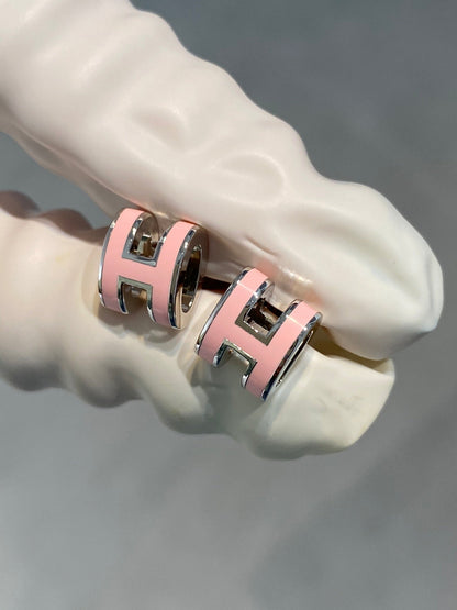 [Limara]MINI POP H SILVER EARRINGS PINK