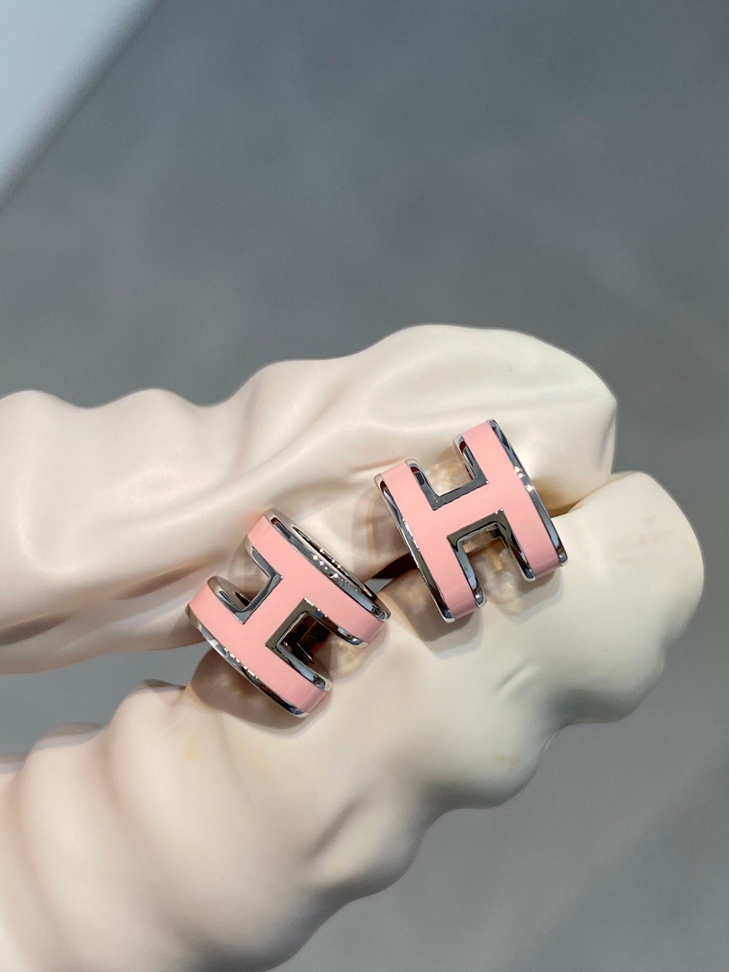 [Limara]MINI POP H SILVER EARRINGS PINK