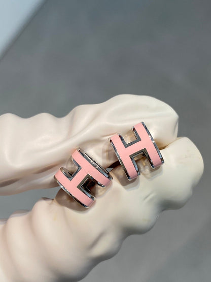 [Limara]MINI POP H SILVER EARRINGS PINK