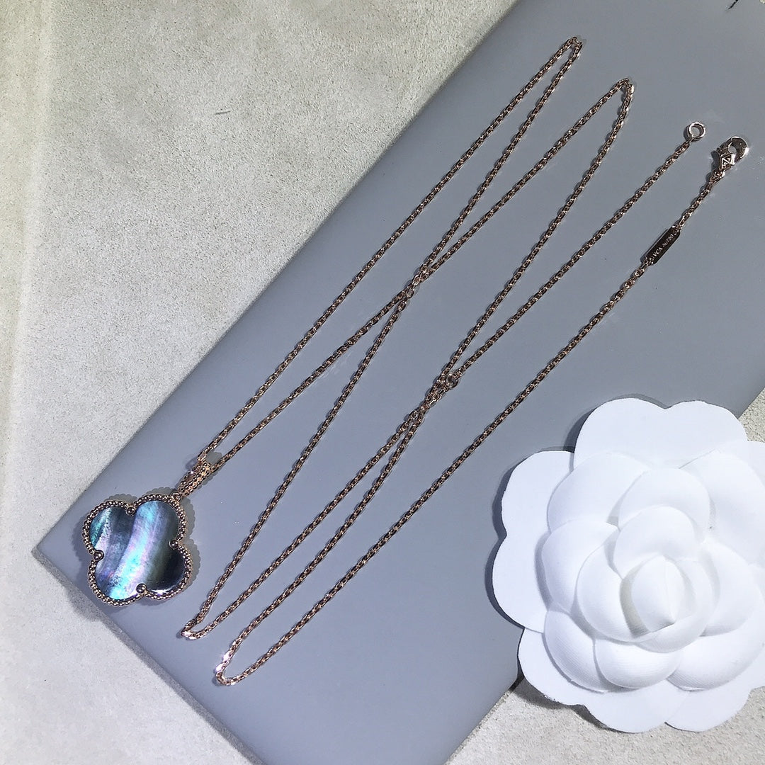 [Limara]CLOVER 25MM GOLD DARK MOP BIG CLOVER NECKLACE