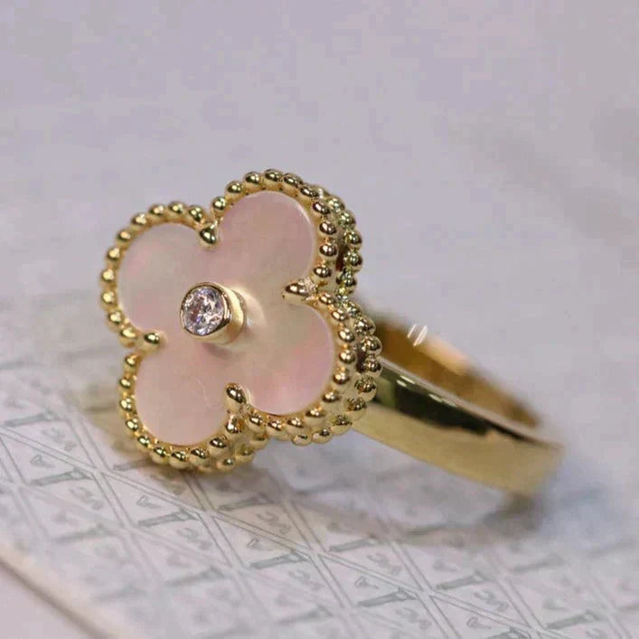 [Limara]CLOVER PINK MOP RING GOLD DIAMOND