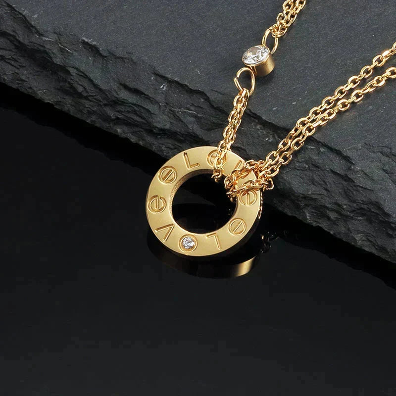 [Limara] LOVE NECKLACE 16MM 2 DIAMONDS