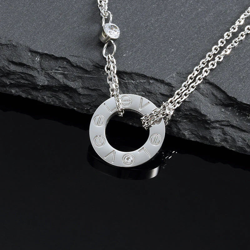 [Limara] LOVE NECKLACE 16MM 2 DIAMONDS