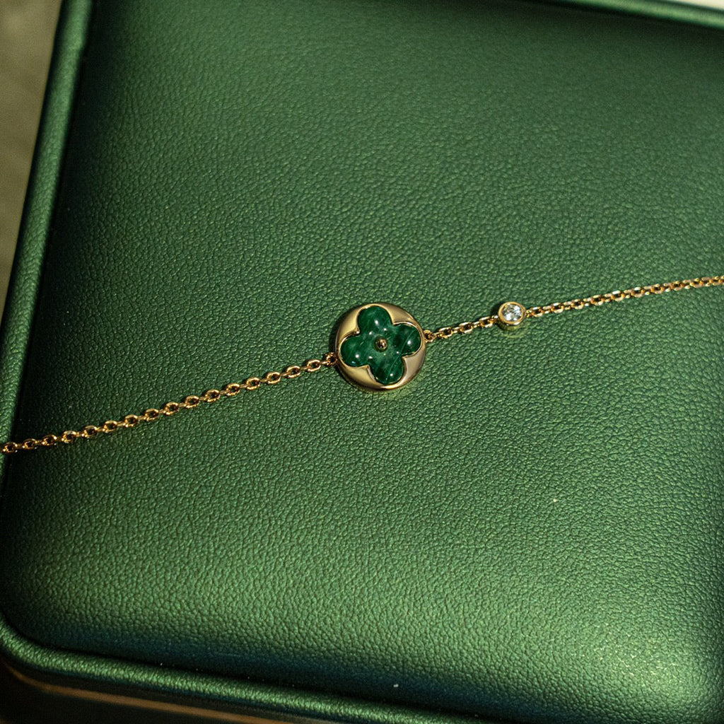 [Limara]SUN MALACHITE 1 DIAMOND ROSE GOLD BRACELET