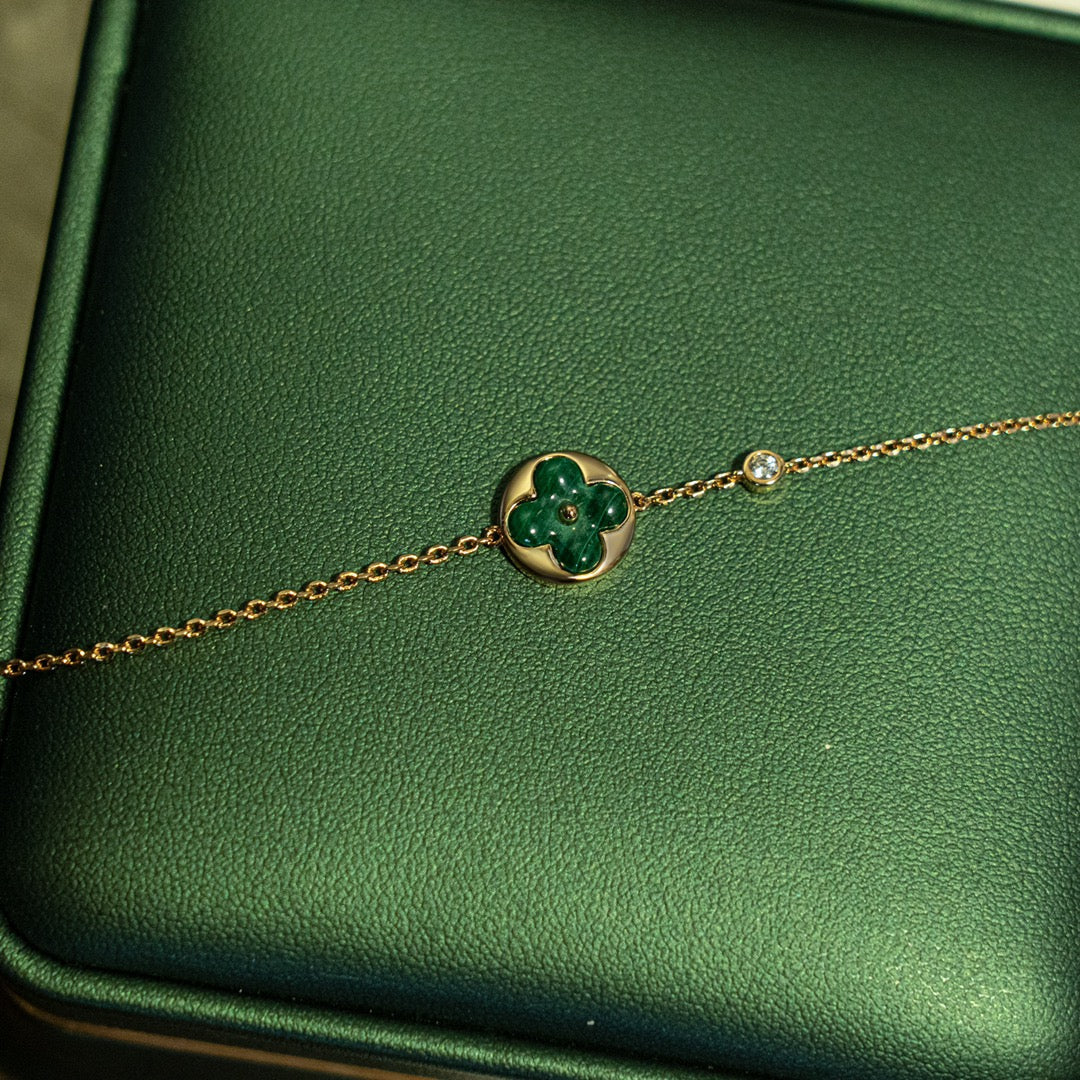 [Limara]SUN MALACHITE 1 DIAMOND ROSE GOLD BRACELET