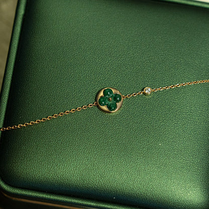 [Limara]SUN MALACHITE 1 DIAMOND ROSE GOLD BRACELET